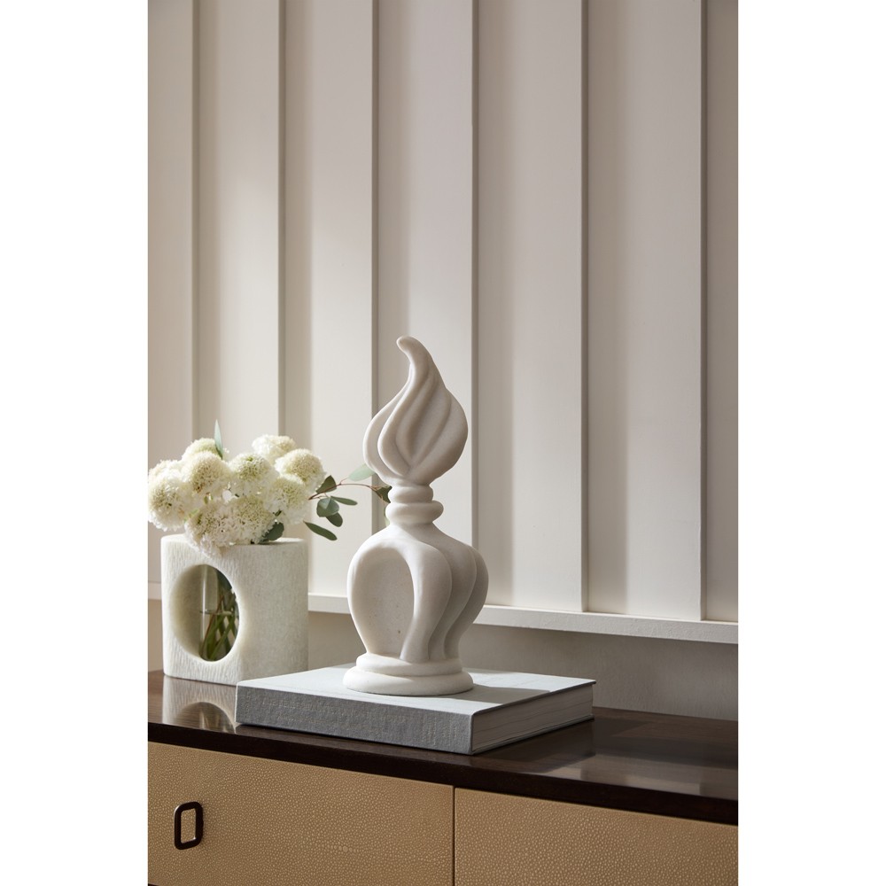 Marilyn French Country White Ricestone Flame Finial Sculpture|