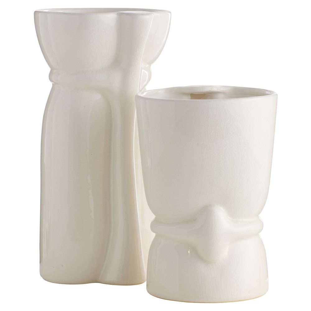 Maud Modern Classic White Ceramic Decorative Vase - Set of 2|