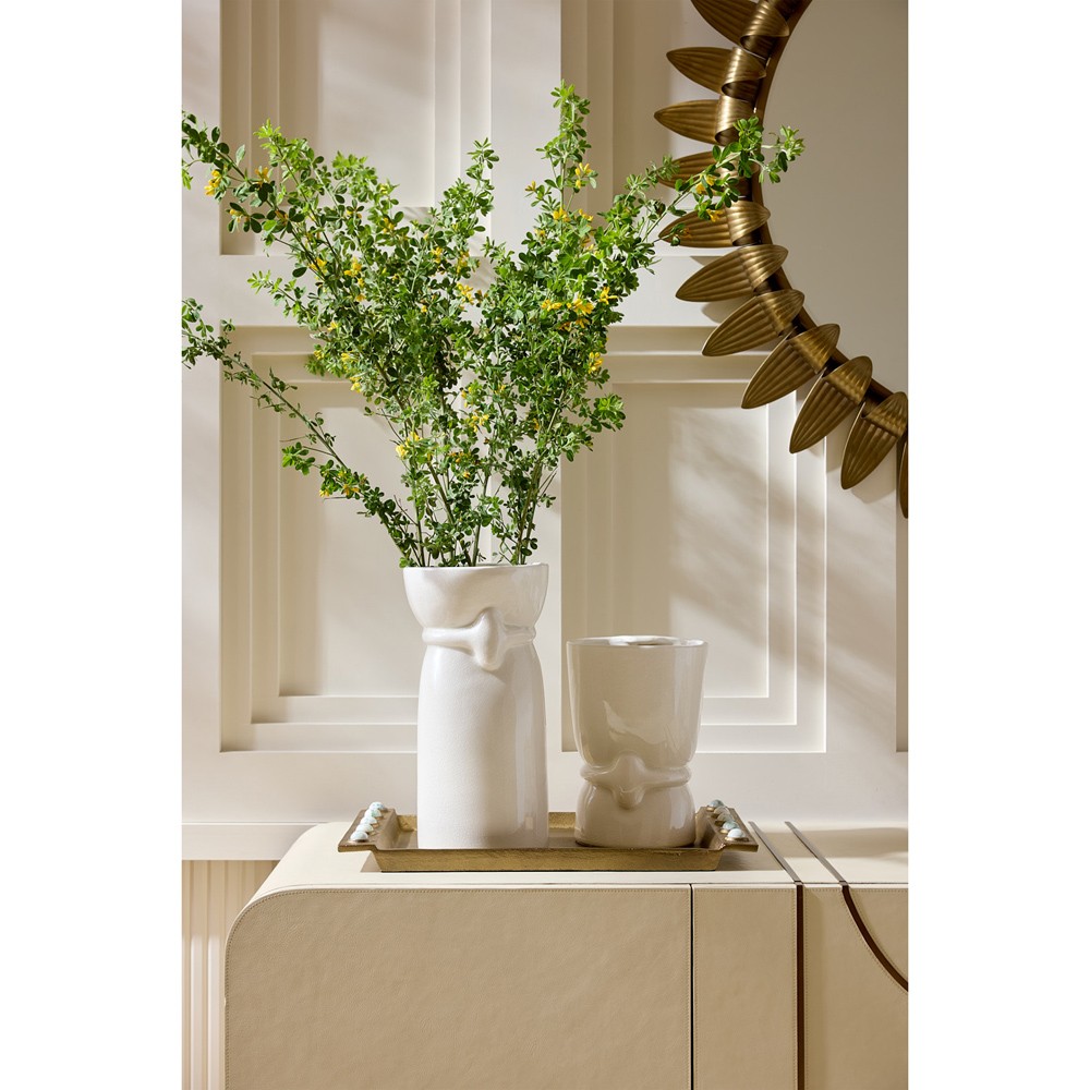 Maud Modern Classic White Ceramic Decorative Vase - Set of 2|