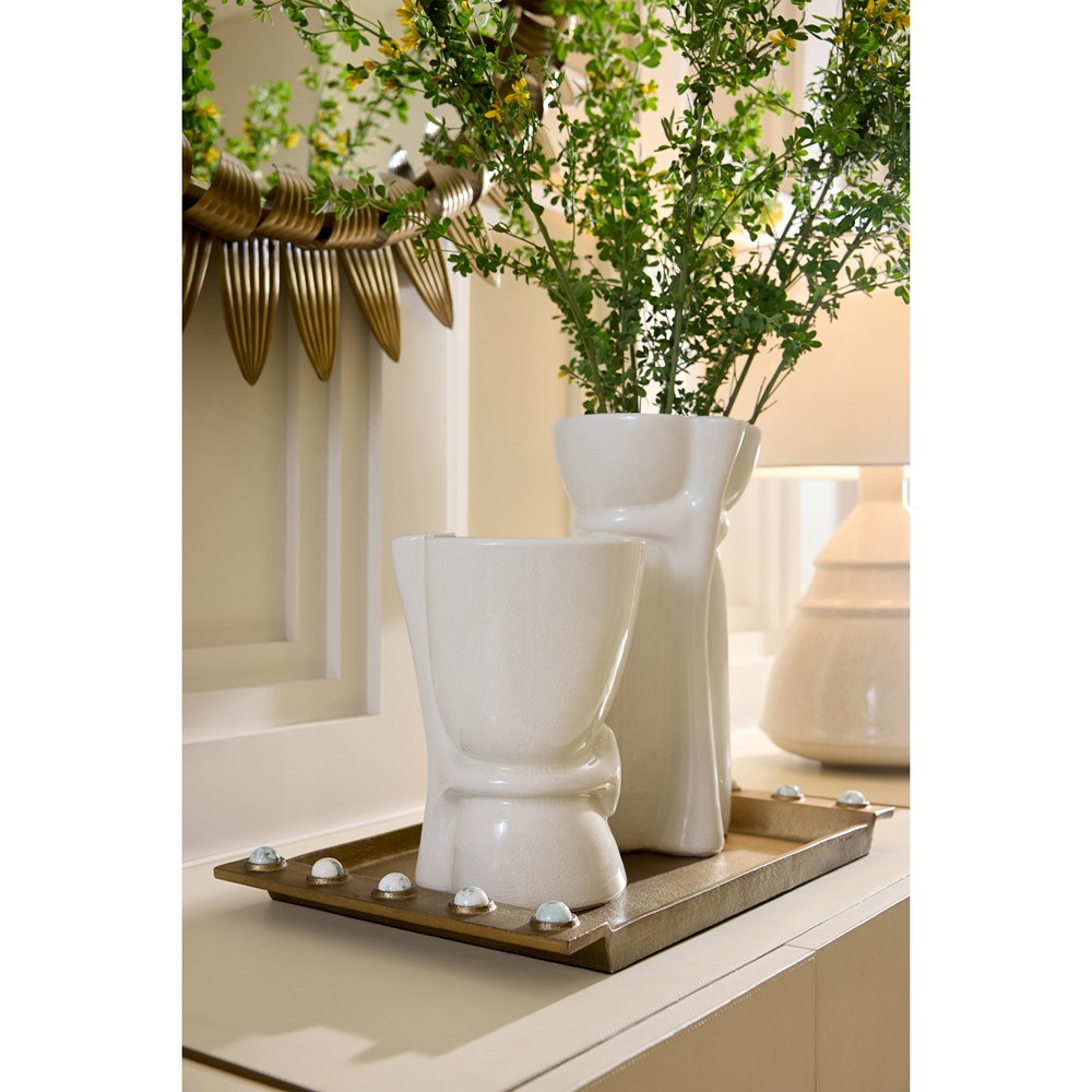 Maud Modern Classic White Ceramic Decorative Vase - Set of 2|