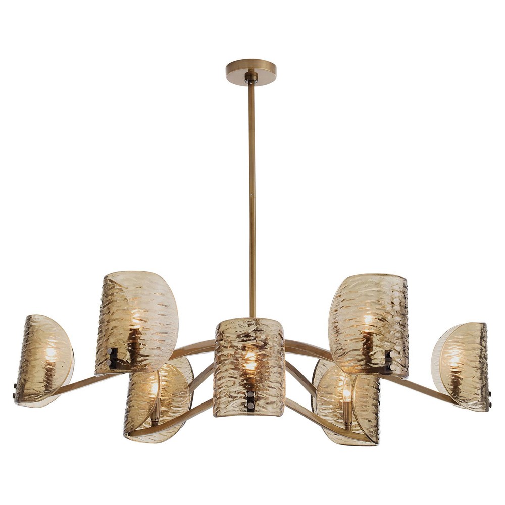 Natasha Traditional Amber Smoke Textured Glass Chandelier|
