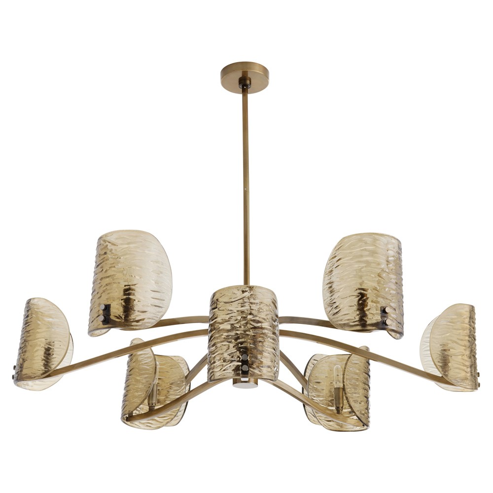 Natasha Traditional Amber Smoke Textured Glass Chandelier|