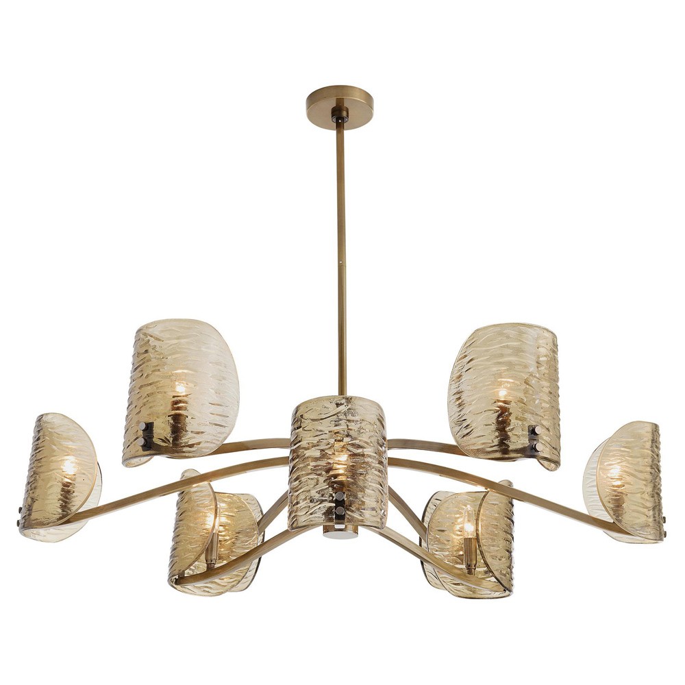 Natasha Traditional Amber Smoke Textured Glass Chandelier|