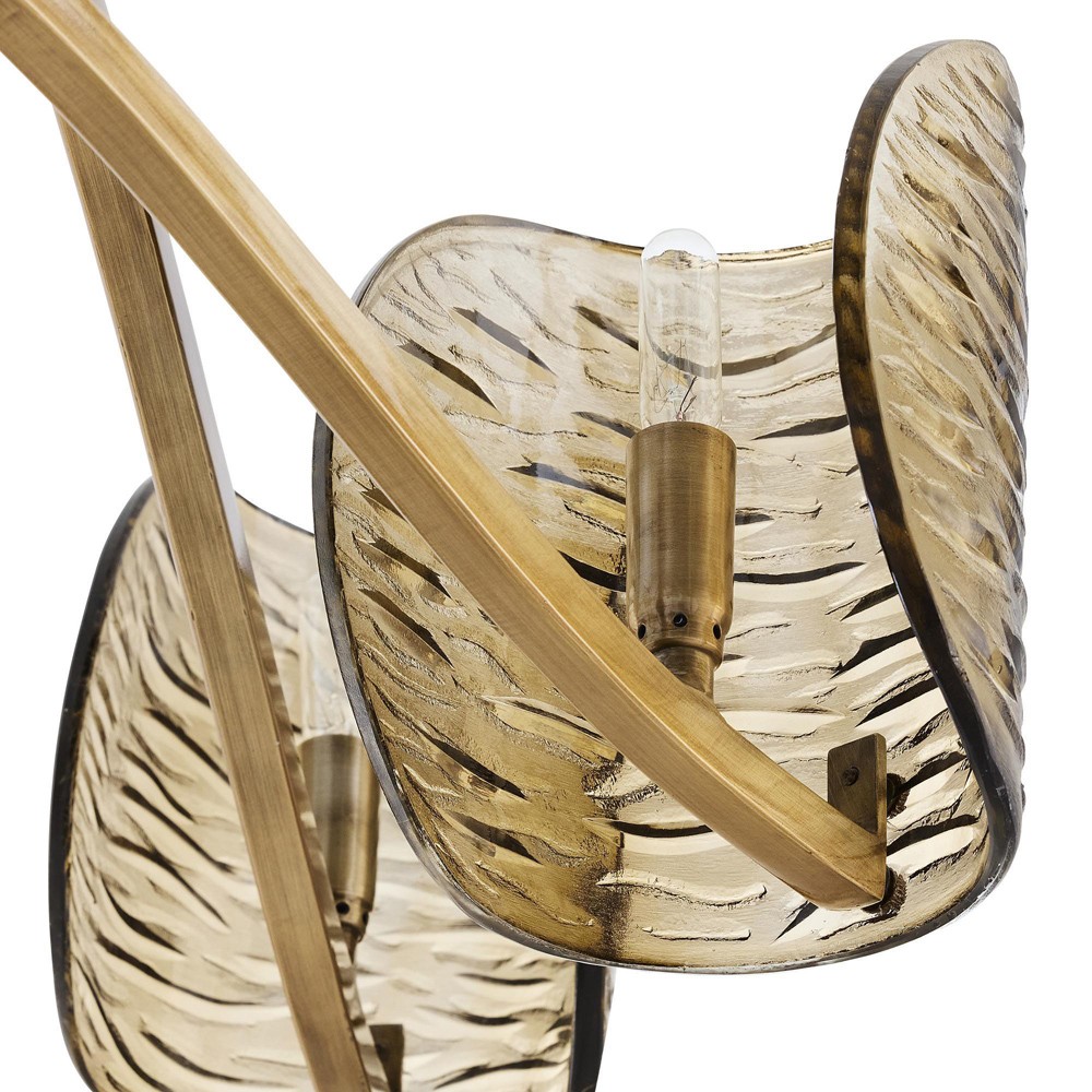 Natasha Traditional Amber Smoke Textured Glass Chandelier|