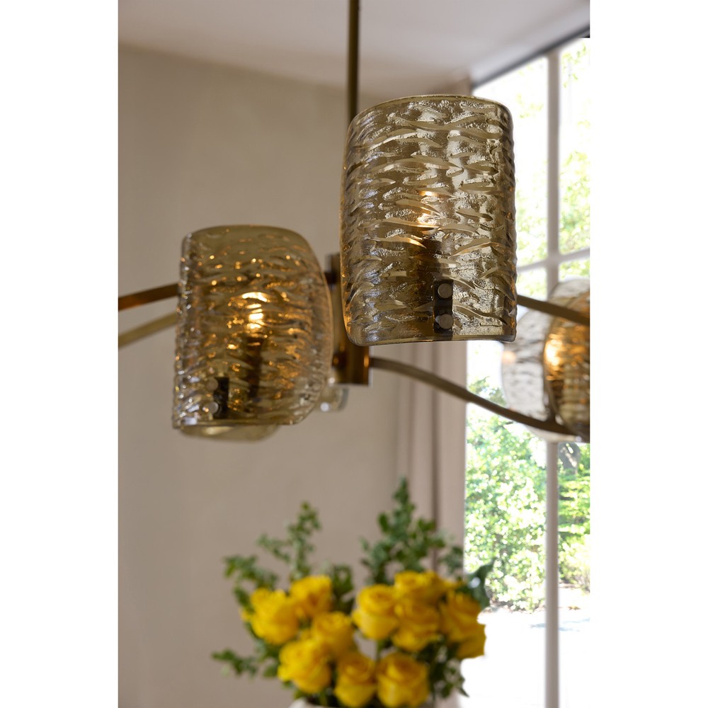 Natasha Traditional Amber Smoke Textured Glass Chandelier|
