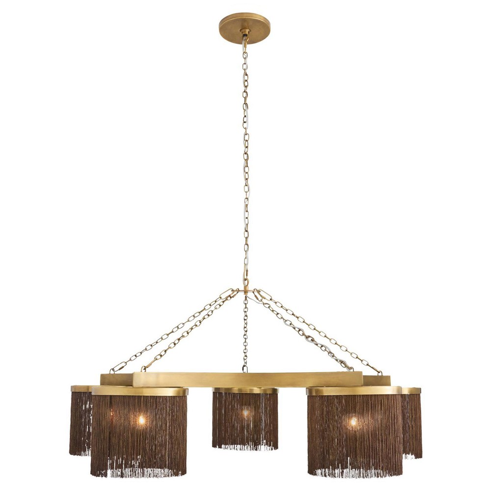 Langston Updated Traditional Vintage Brass Tassel Chandelier|