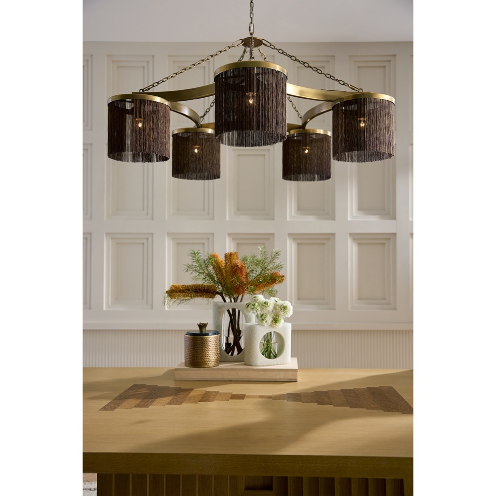 Langston Updated Traditional Vintage Brass Tassel Chandelier|