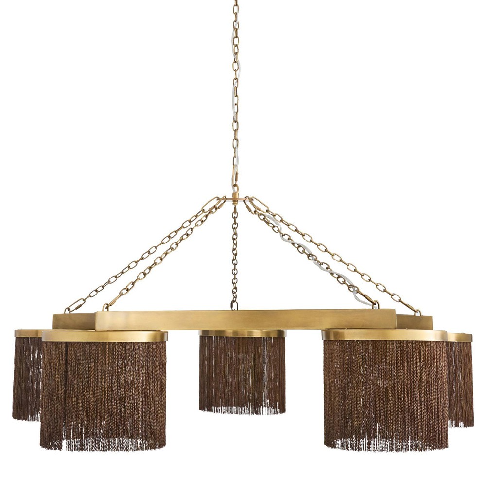 Langston Updated Traditional Vintage Brass Tassel Chandelier|
