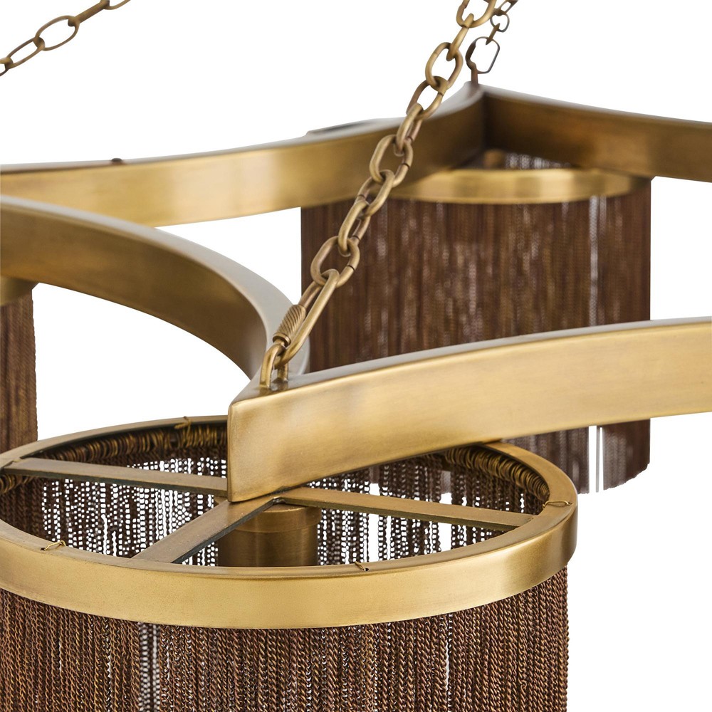 Langston Updated Traditional Vintage Brass Tassel Chandelier|