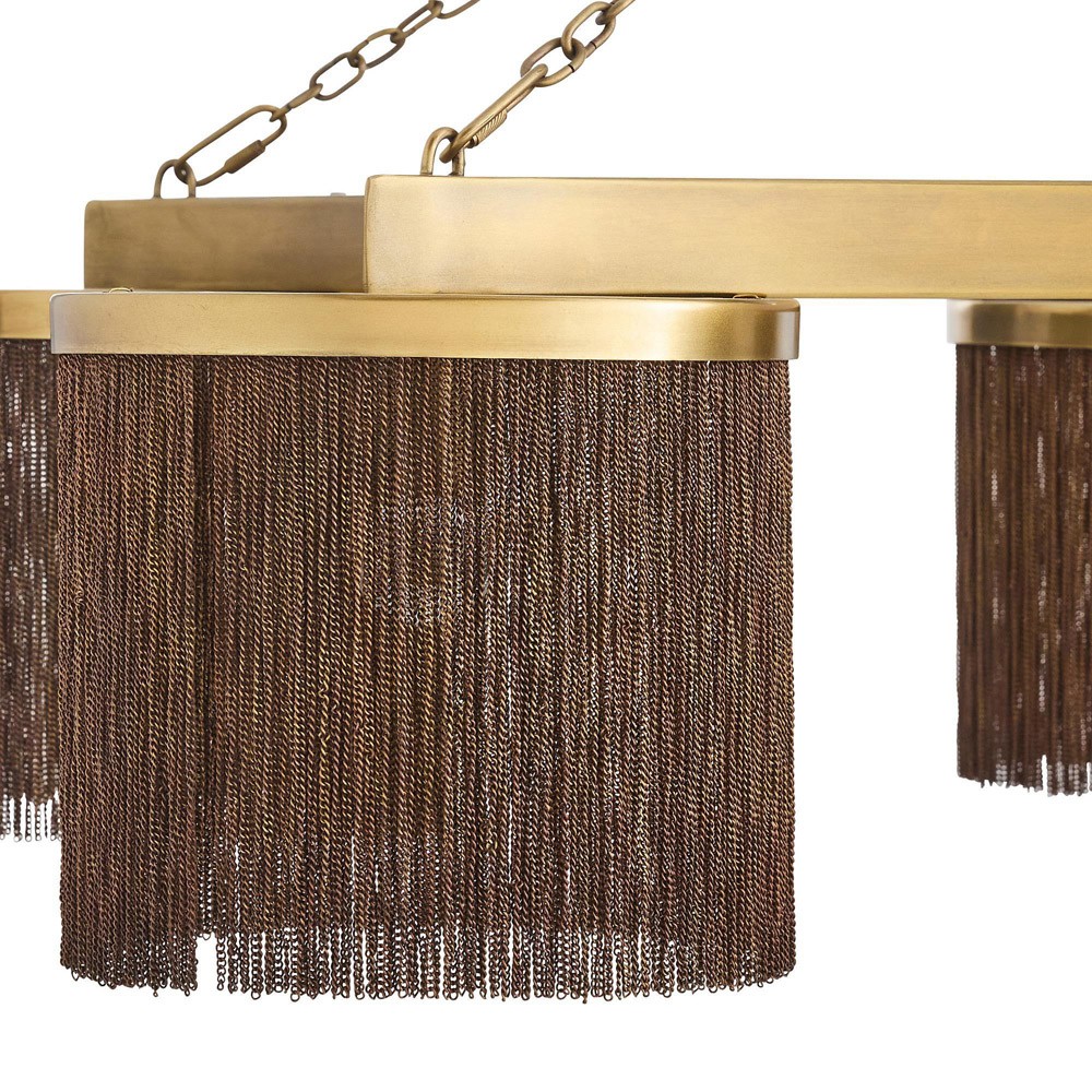 Langston Updated Traditional Vintage Brass Tassel Chandelier|