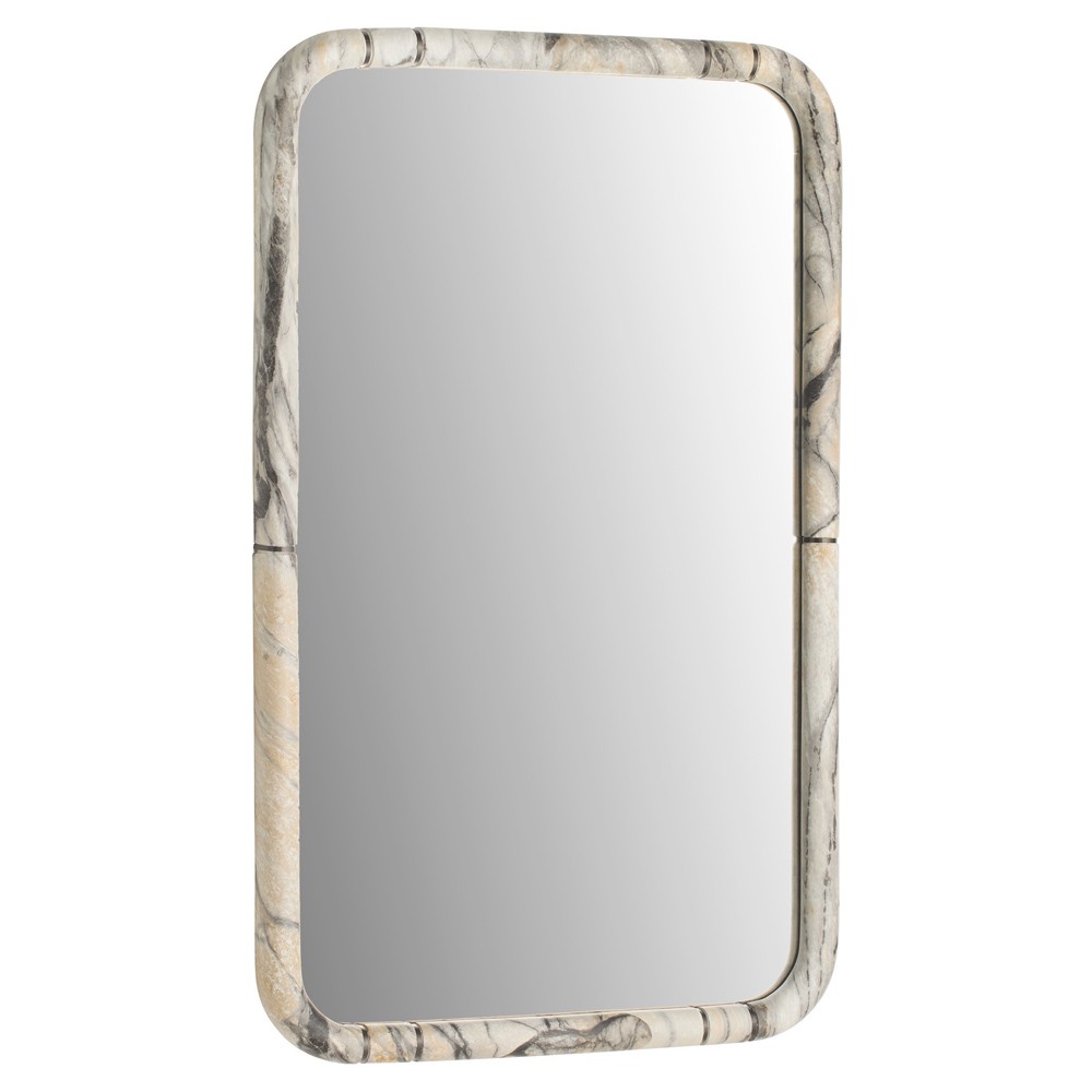 Trevino Modern Grey Marbled Resin Rectangular Wall Mirror|