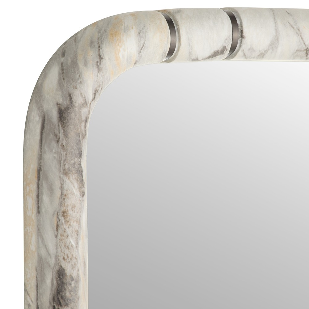 Trevino Modern Grey Marbled Resin Rectangular Wall Mirror|