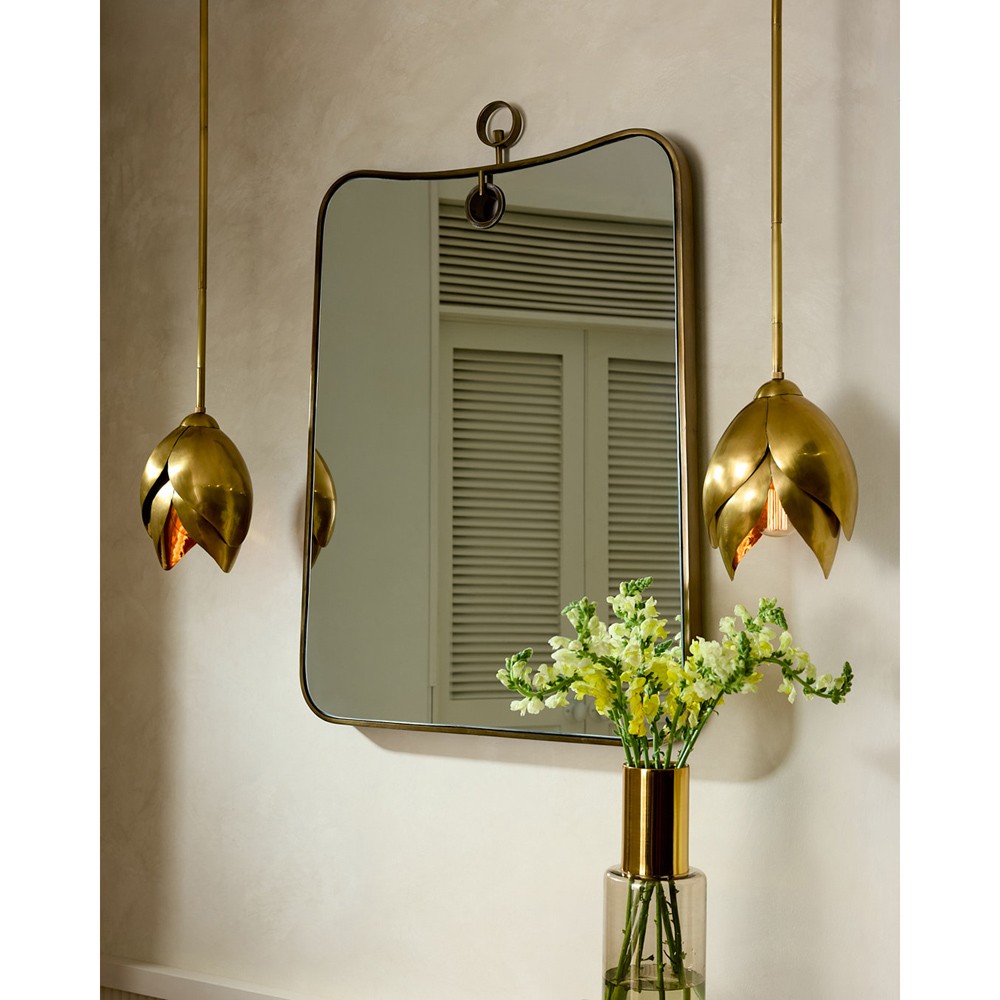 Lennox Modern Classic Antique Brass Suspended Wall Mirror|