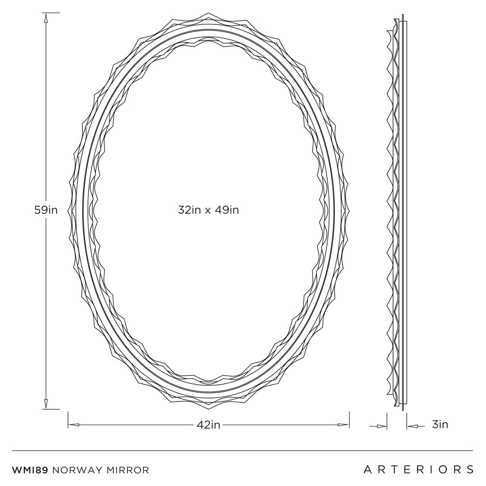 Norway Updated Traditional Burnt Iron Textured Oval Wall Mirror|