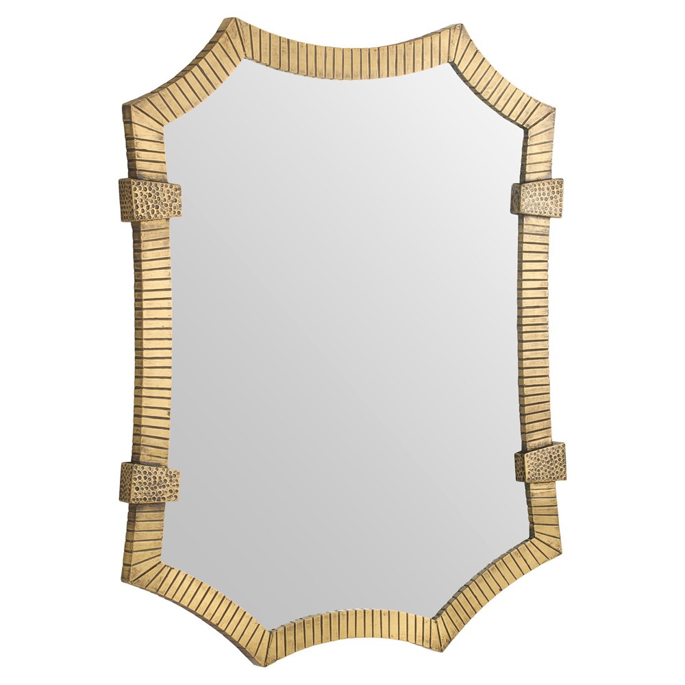Monty Traditional Antique Brass Clasped Octagonal Wall Mirror|