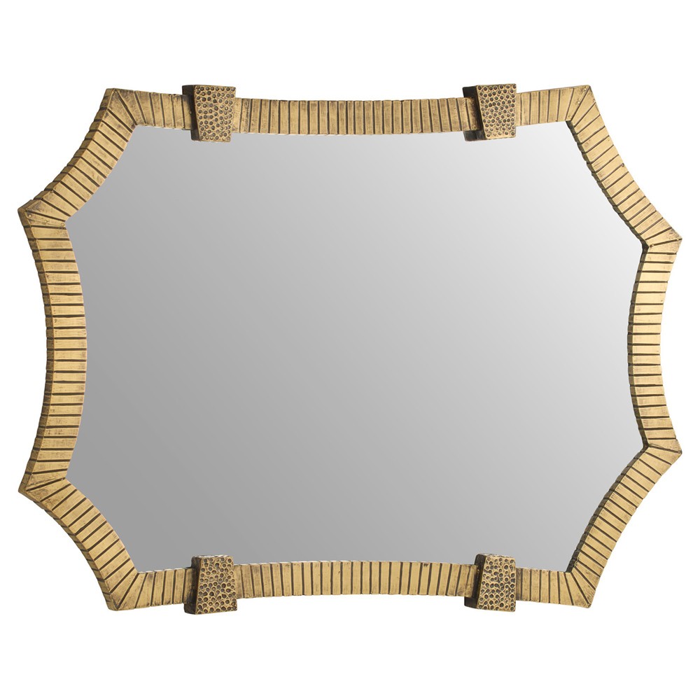 Monty Traditional Antique Brass Clasped Octagonal Wall Mirror|
