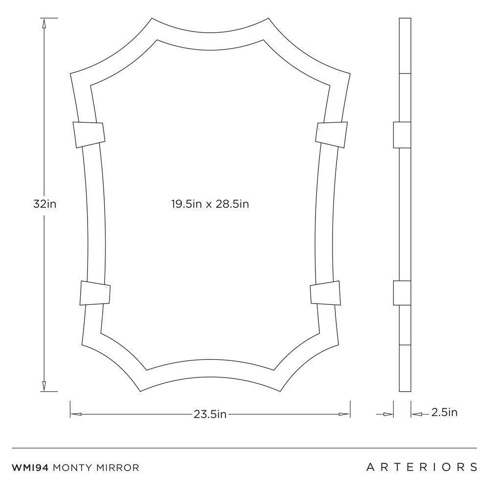 Monty Traditional Antique Brass Clasped Octagonal Wall Mirror|