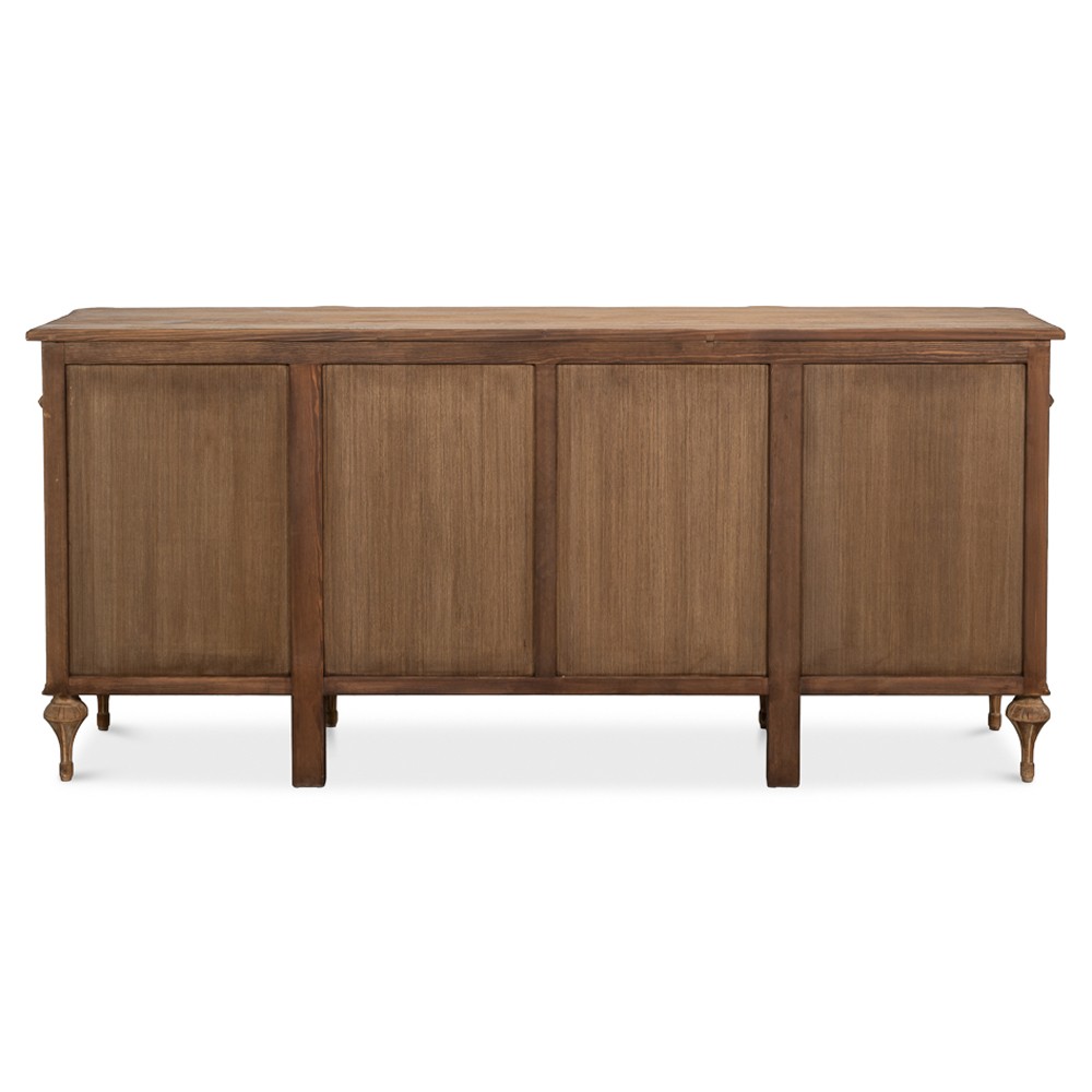 Callow French Country Distressed Natural Pine Wood Sideboard|