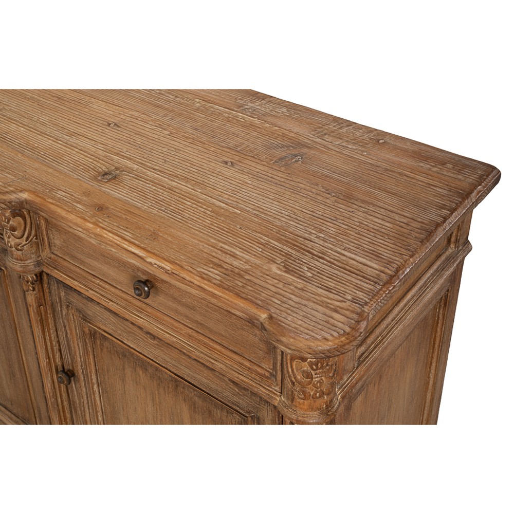 Callow French Country Distressed Natural Pine Wood Sideboard|