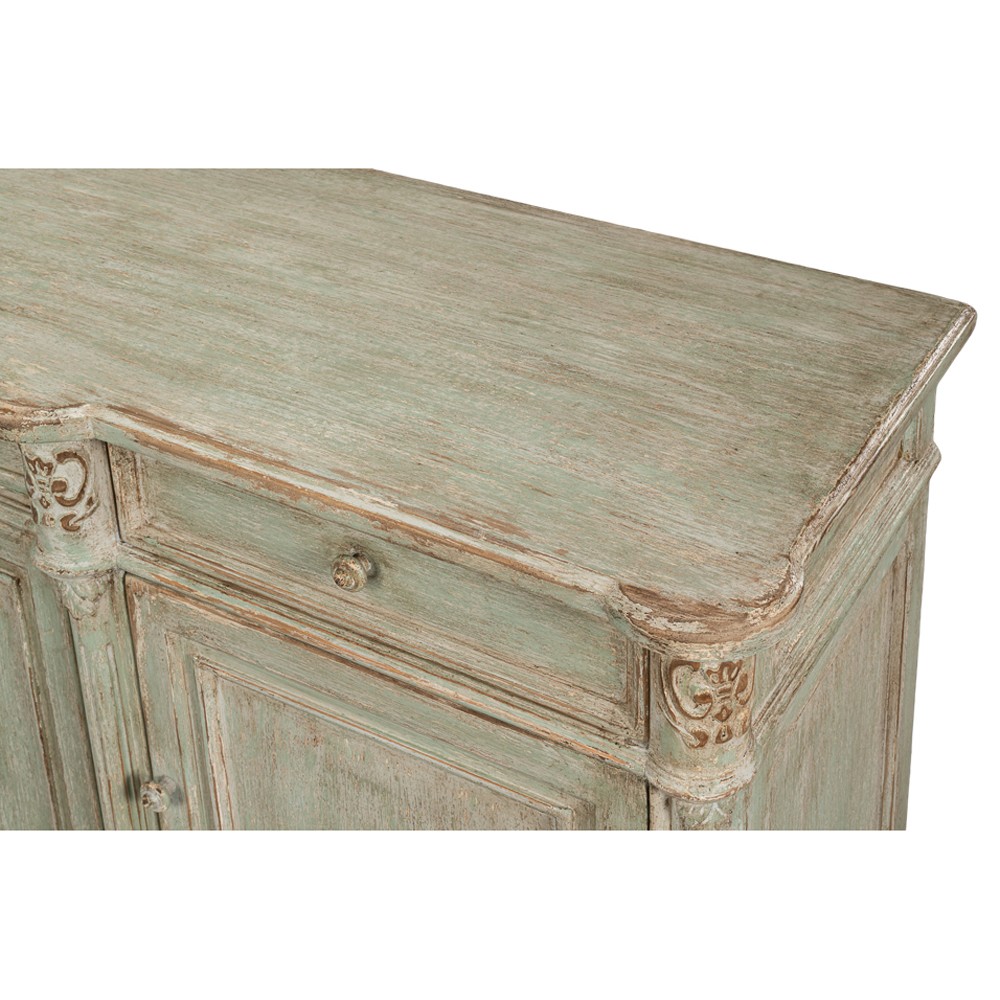 Callow French Country Distressed Sage Green Pine Wood Sideboard|