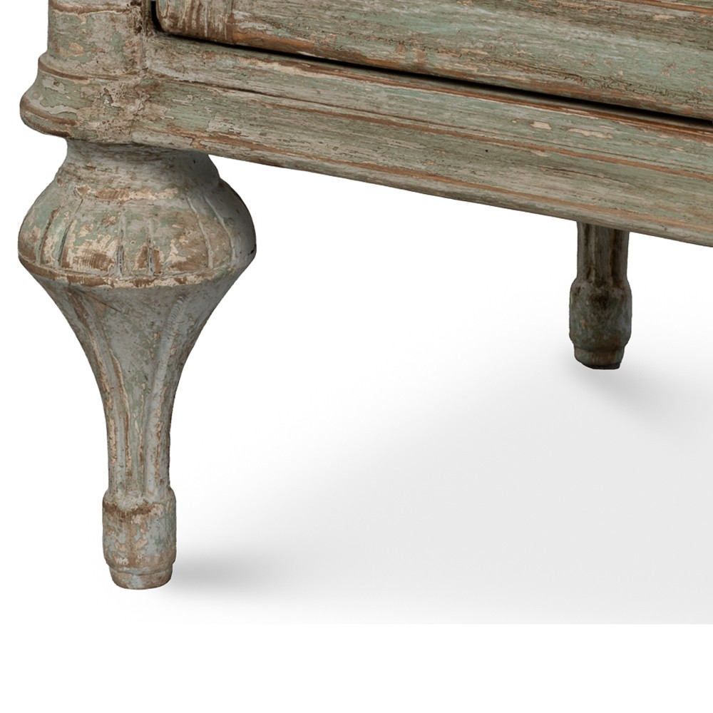 Callow French Country Distressed Sage Green Pine Wood Sideboard|