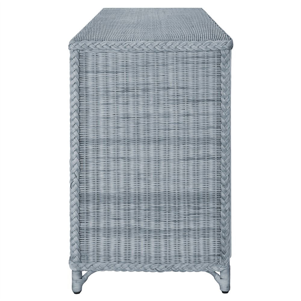 Worlds Away Evander Coastal Beach Blue Woven Rattan|