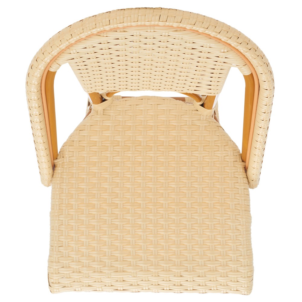 Hayden Coastal Beach Beige Woven Faux Wicker Outdoor Armless Counter Stool|