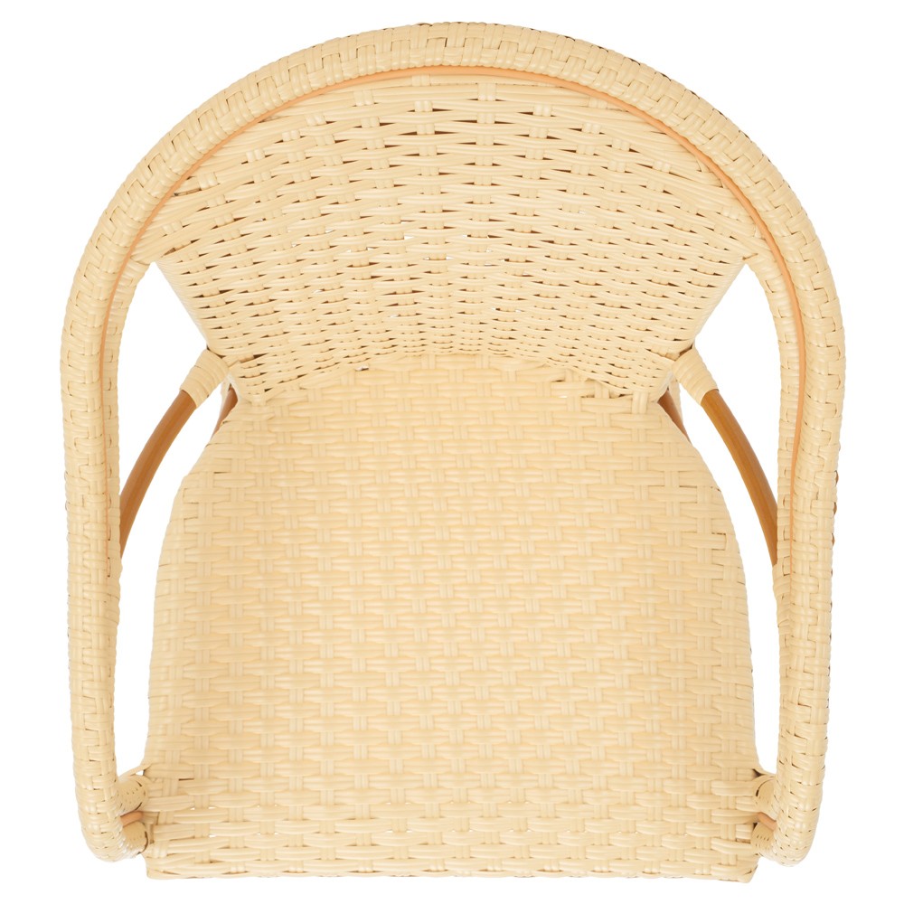 Hayden Coastal Beach Beige Woven Faux Wicker Outdoor Counter Stool|