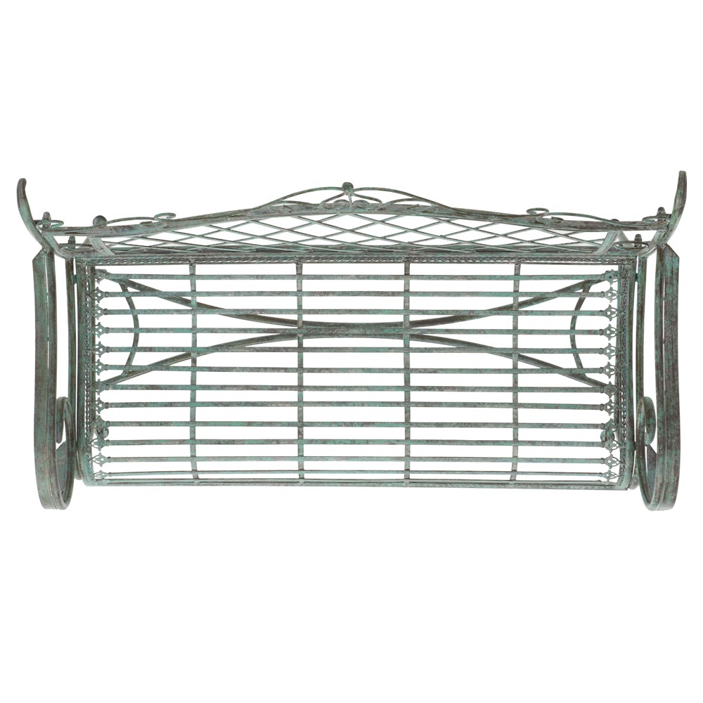 Anise French Country Antique Green Iron Outdoor Garden Bench|