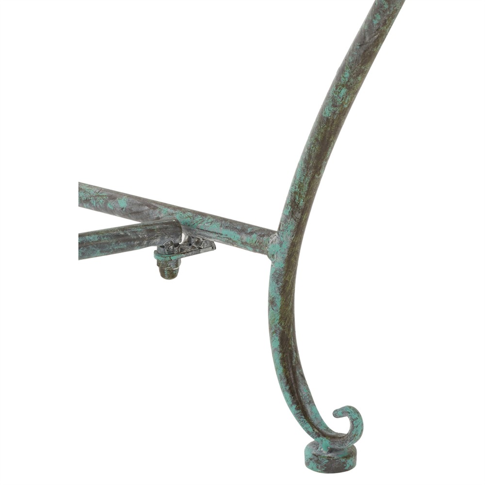 Anise French Country Antique Green Iron Outdoor Garden Bench|