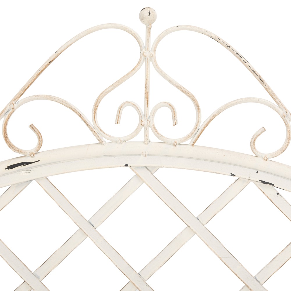 Anise French Country Antique White Iron Outdoor Garden Bench|
