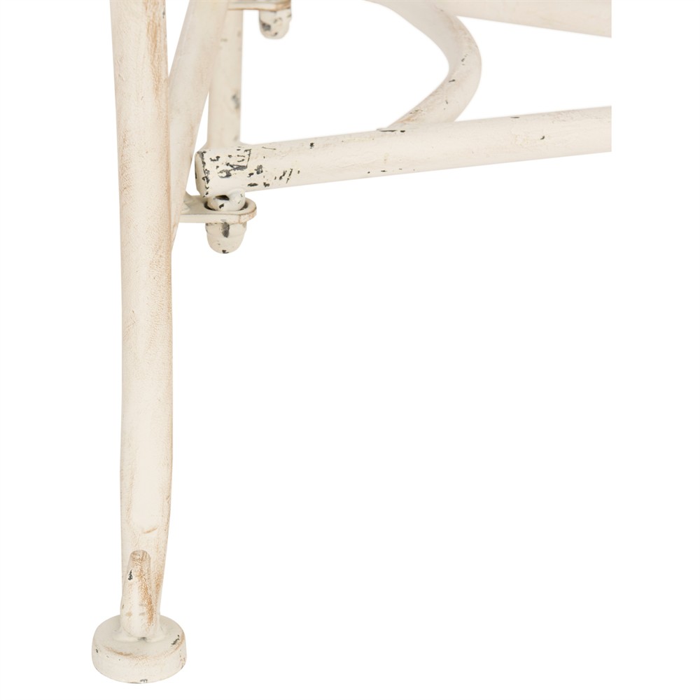 Anise French Country Antique White Iron Outdoor Garden Bench|