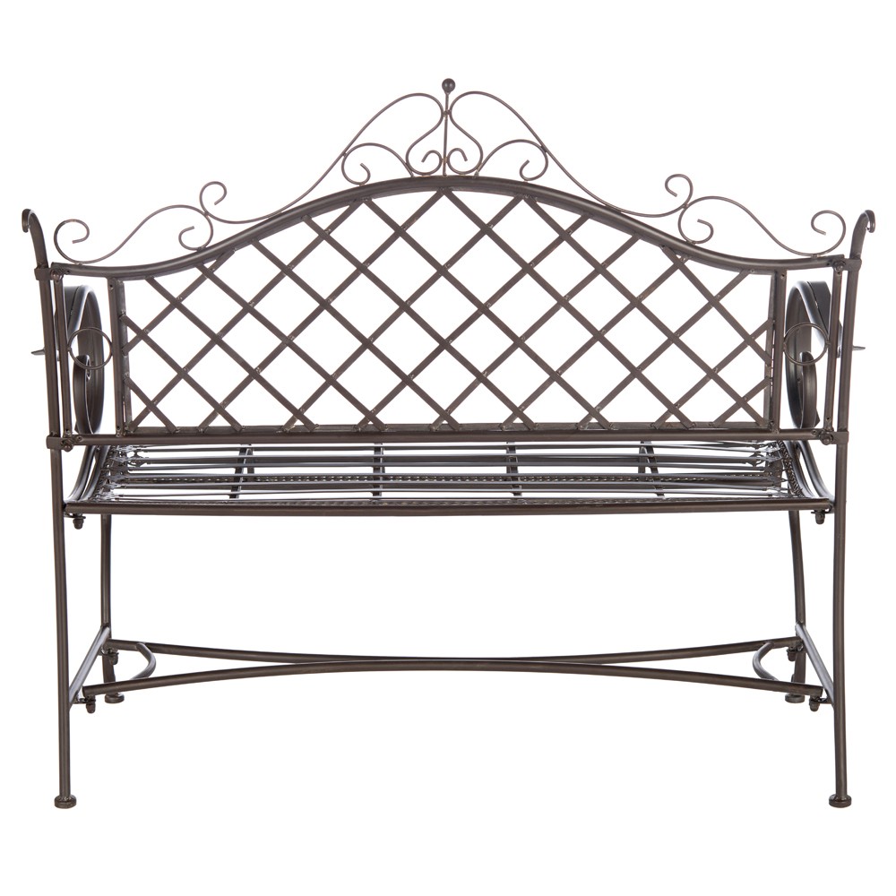 Anise French Country Rustic Brown Iron Outdoor Garden Bench|