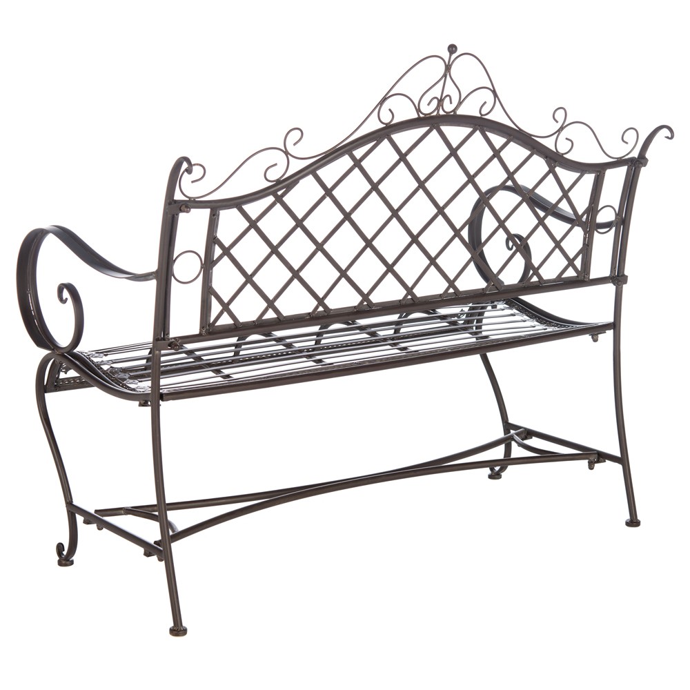 Anise French Country Rustic Brown Iron Outdoor Garden Bench|