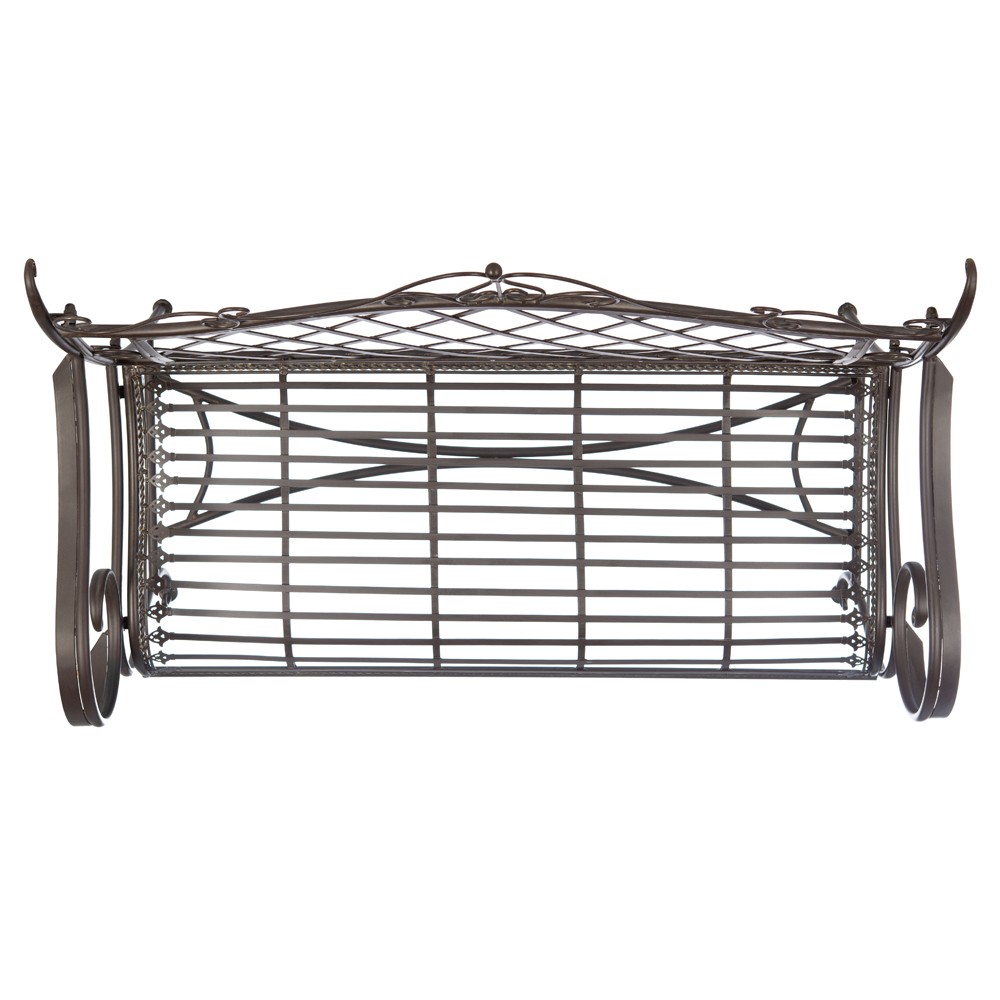 Anise French Country Rustic Brown Iron Outdoor Garden Bench|