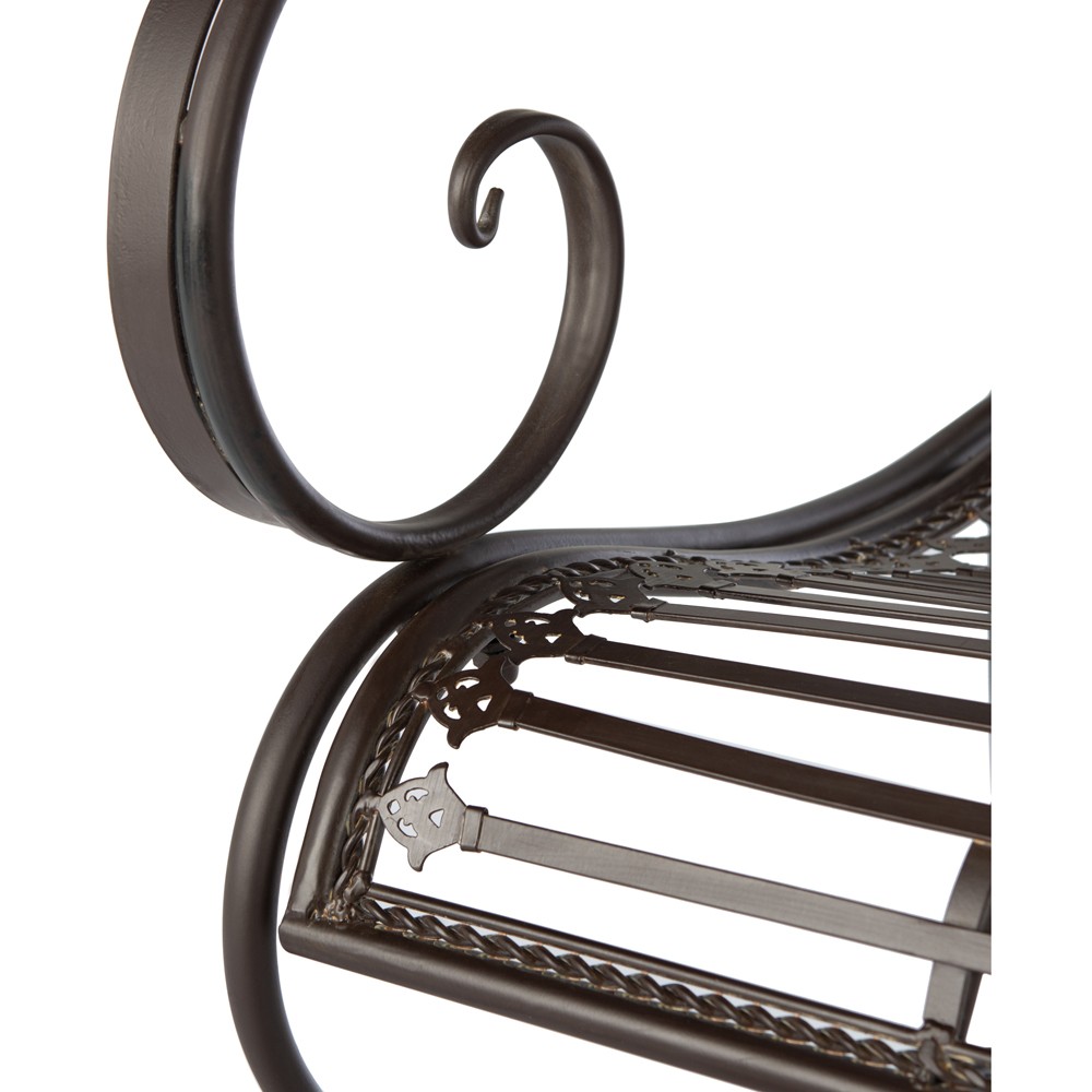 Anise French Country Rustic Brown Iron Outdoor Garden Bench|