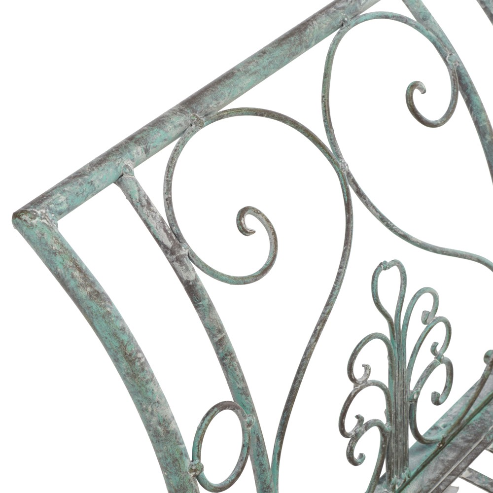 Arieth French Country Antique Green Iron Outdoor Garden Bench|