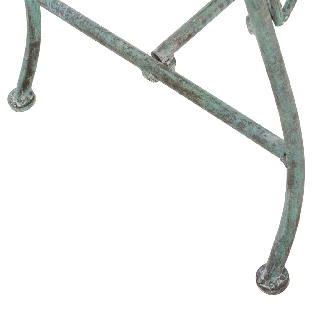 Arieth French Country Antique Green Iron Outdoor Garden Bench|