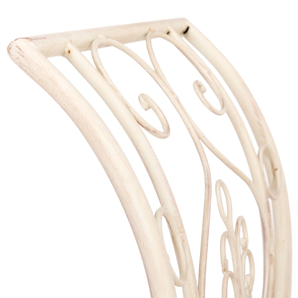 Arieth French Country Cream Iron Outdoor Garden Bench|