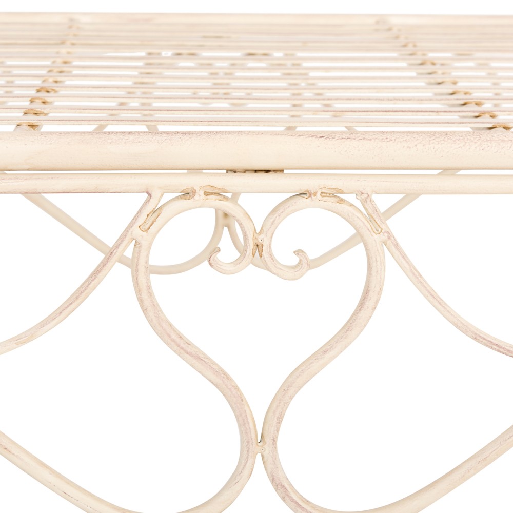 Arieth French Country Cream Iron Outdoor Garden Bench|