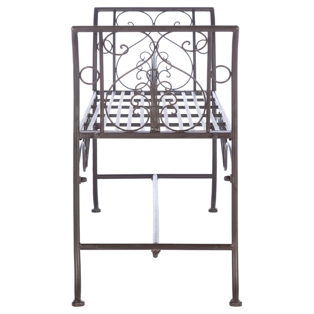 Arieth French Country Antique Brown Iron Outdoor Garden Bench|