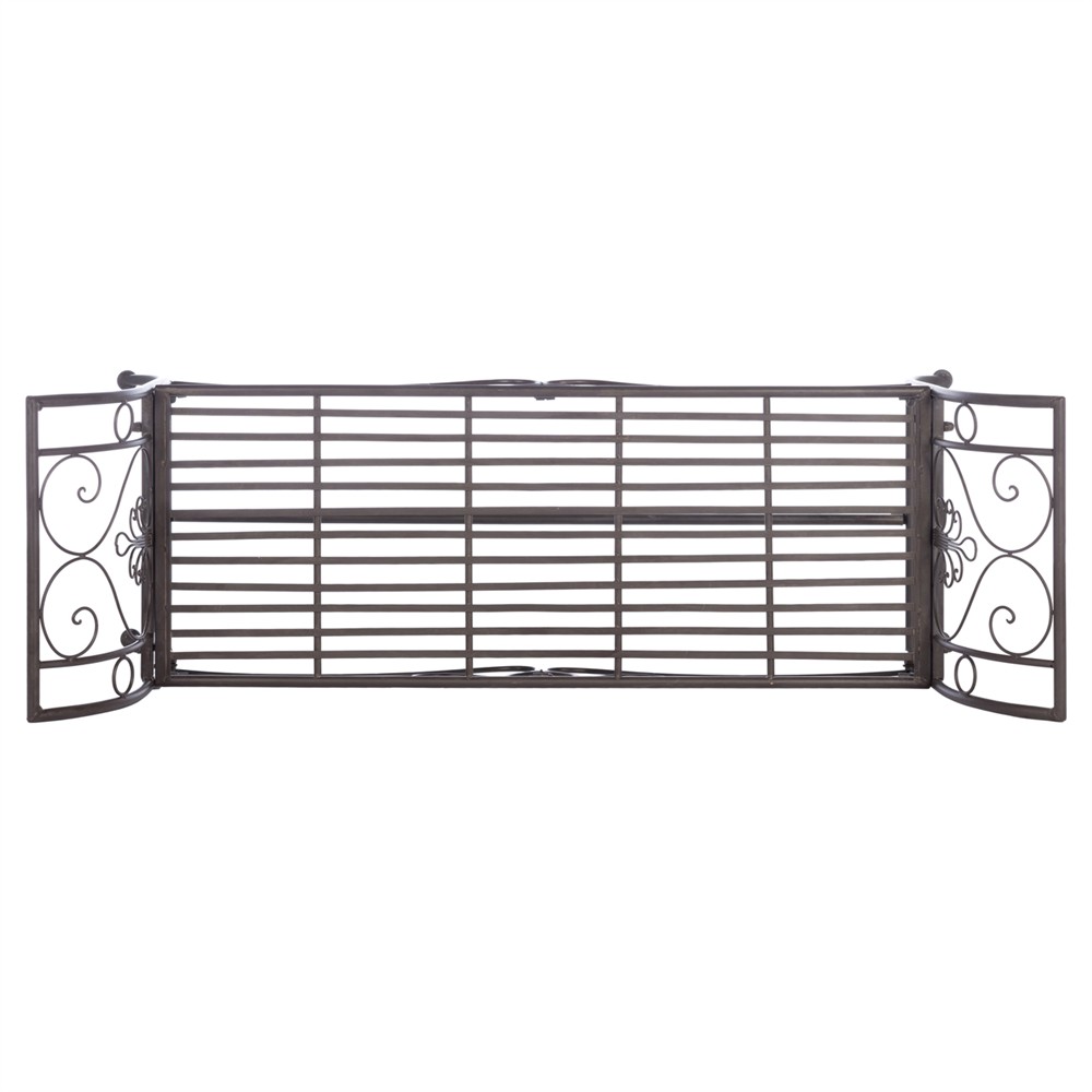 Arieth French Country Antique Brown Iron Outdoor Garden Bench|