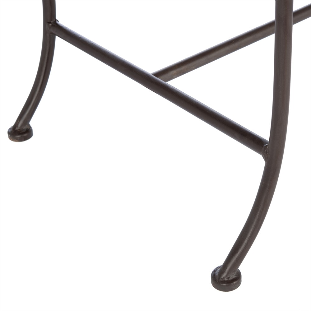 Arieth French Country Antique Brown Iron Outdoor Garden Bench|