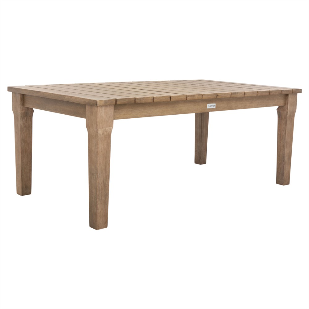 Camila Coastal Beach Natural Brown Wood Rectangular Outdoor Coffee Table|