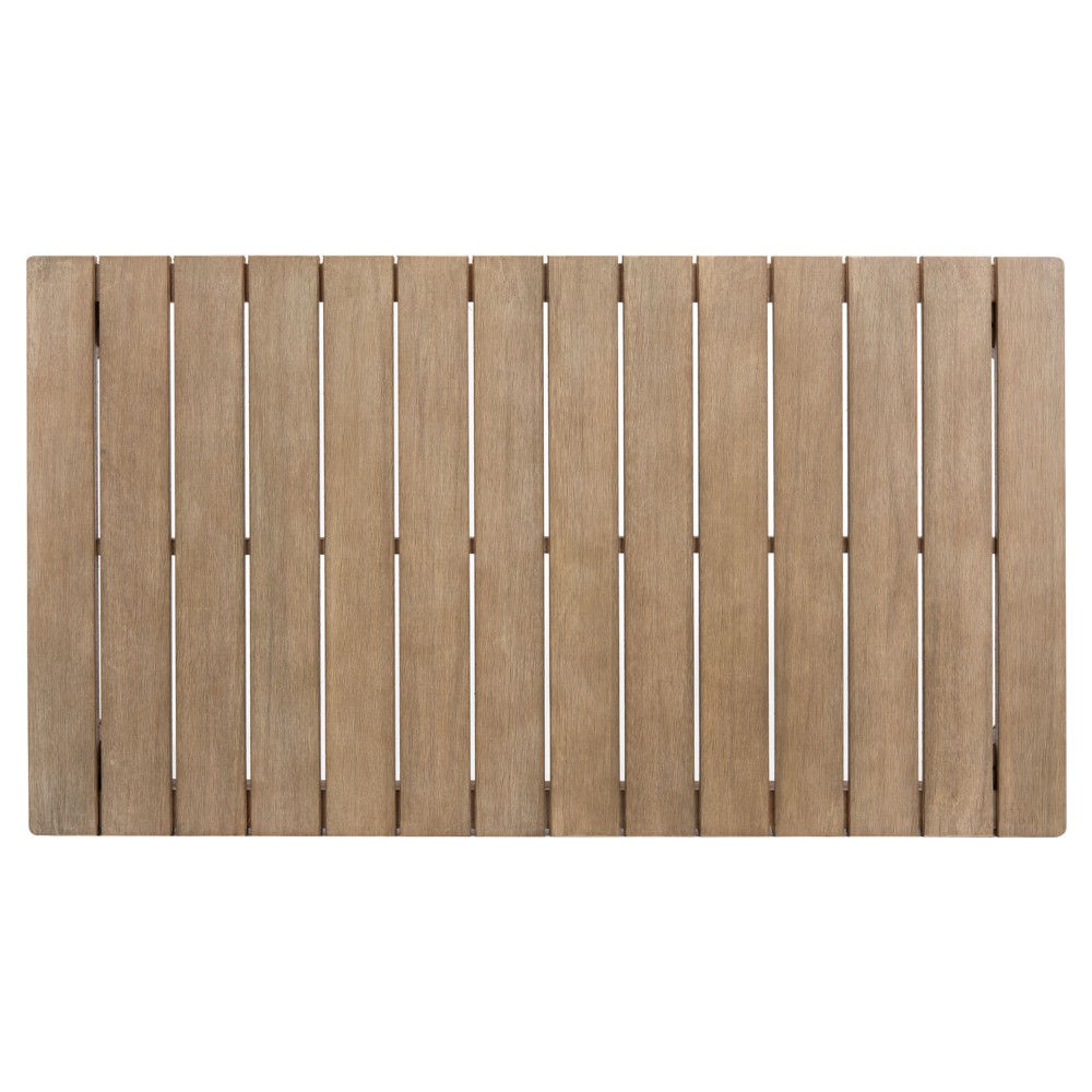 Camila Coastal Beach Natural Brown Wood Rectangular Outdoor Coffee Table|