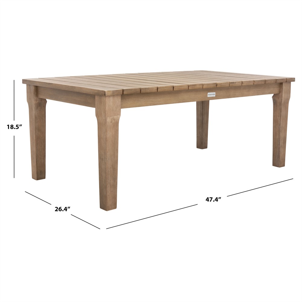 Camila Coastal Beach Natural Brown Wood Rectangular Outdoor Coffee Table|