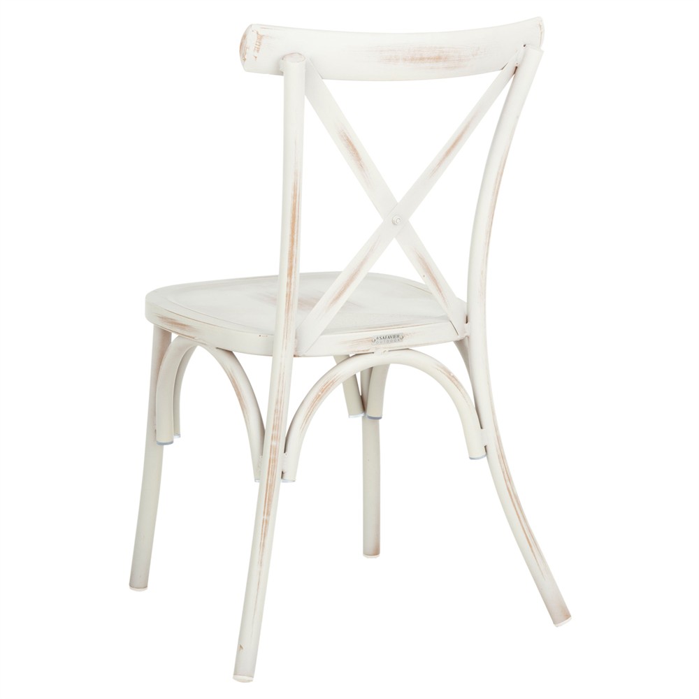 Elise French Country Distressed White Aluminum Outdoor Dining Chair - Set of 2|