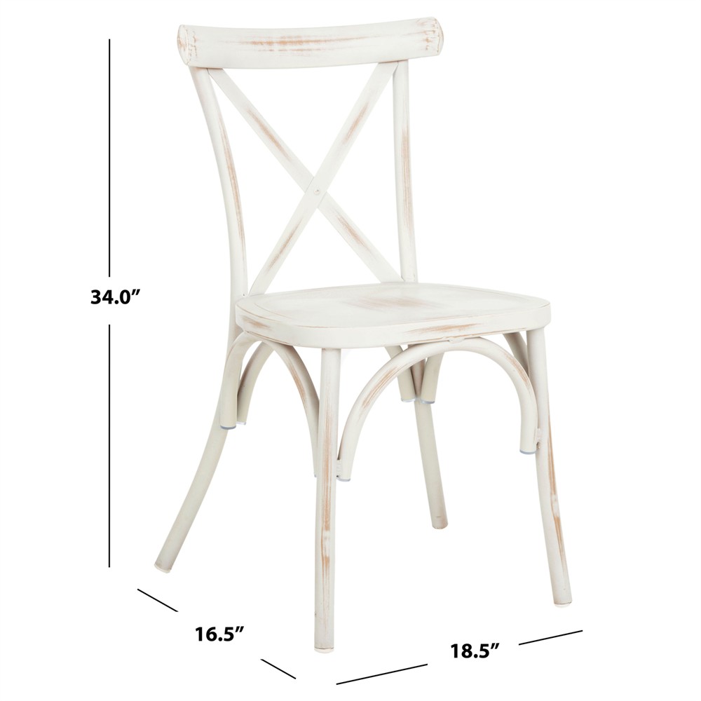 Elise French Country Distressed White Aluminum Outdoor Dining Chair - Set of 2|