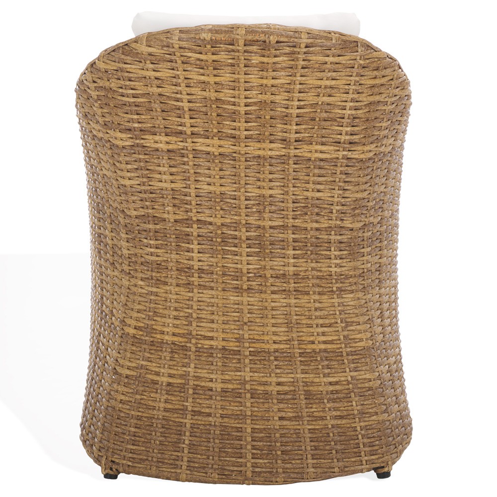 Kylie Coastal Beach Brown Woven Wicker Outdoor Dining Arm Chair|