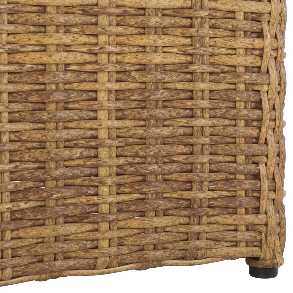 Kylie Coastal Beach Brown Woven Wicker Outdoor Dining Arm Chair|